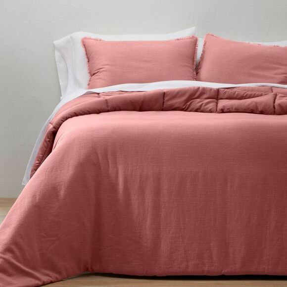 Casaluna -  Heavyweight Comforter Set Solid Down Alte Rose - Picture 1 of 6